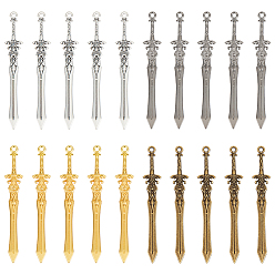 (52) Непрозрачная лаванда 40 шт. 4 цвета, большие подвески из сплава в тибетском стиле, меч, разноцветные, 70x11x3 мм, отверстие : 2 мм, 10 шт / цвет