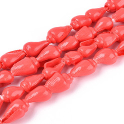 Помидор Нити натуральных спиральных бусин из ракушек, окрашенных распылением, формы раковины, помидор, 6.5~12x4.5~8x4~7 мм, отверстие : 2 мм, около 188 шт / нитка, 61.10'' (155.2 см)