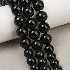 Black Natural Mashan Jade Graduated Beads Strands, Dyed, Smooth Round, Black, 6~12mm, Hole: 1~1.4mm, about 53pcs/strand, 17.32''(44cm)