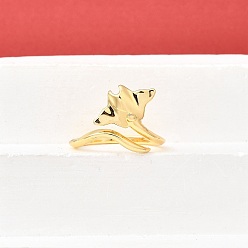 Fish Латунные кольца-манжеты для женщин, без кадмия и без свинца, реальный 18 k позолоченный, manta ray, 15 мм, размер США 7 1/4 (17.5 мм)