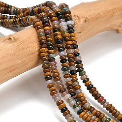 Океанический Джаспер Океан Природный яшмы бисер нитей, рондель, 4x1.5 мм, отверстие : 0.7 мм, около 155 шт / нитка, 14.96'' (38 см)