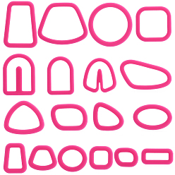 Ярко-Розовый Пластиковые пластилиновые инструменты, глиняные тесторезки, пресс-формы, инструменты моделирования, лепка из глины игрушки для детей, ярко-розовый, 2.6~6.15x1.75~5.75x1.5 см, 18 шт / комплект