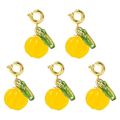 Тыква 5шт. подвесные украшения из натурального агата, с латунной застежкой , тыква, 21 мм