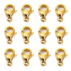 Real 24K Gold Plated 304 Stainless Steel Lobster Claw Clasps, Parrot Trigger Clasps, Manual Polishing, Real 24K Gold Plated, 9x5x2.5mm, Hole: 1mm