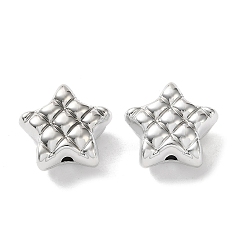 Platinum Plated Plating Opaque Acrylic Beads, Tratan Star, Platinum Plated, 18x19x9.5mm, Hole: 2.5mm