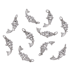 Платина 10 кулоны из латуни с микрочастицами и кубическим цирконием., с целью перехода в кольце, рыбы прелести, стойки покрытие, долговечный, без свинца и без кадмия, платина, 23x13x4 мм, отверстие : 3.5 мм
