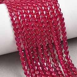 Red Corundum Нити бусин из красного корунда, выращенного в лаборатории, сердце, 4x4x2.5 мм, отверстие : 0.6 мм, около 98 шт / нитка, 15.35'' (39 см)