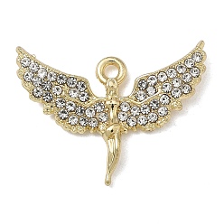 Золотой Подвески из сплава и страза, ангельские прелести, без свинца и без кадмия, золотые, 19x25.5x3 мм, отверстие : 1.7 мм