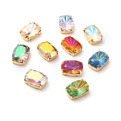 (52) Непрозрачная лаванда Шить на горный хрусталь, тисненый к 5 стеклянный горный хрусталь, с необработанными (без покрытия) латунными штырями, аксессуары для одежды, прямоугольные, разноцветные, 18x13x8 мм