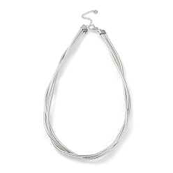 Нержавеющая Сталь Цвет Не тускнеет 304 многослойные круглые ожерелья-змейки из нержавеющей стали для женщин, цвет нержавеющей стали, 17.52 дюйм (44.5 см)