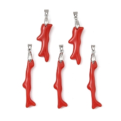 Red Opaque Acrylic Imitation Coral Big Pendants, Nuggets Charms, Red, 52~62mm, Hole: 6x4mm