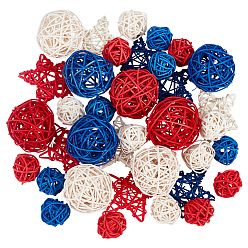 Couleur Mélangete 27 pièces 6 styles boules décoratives en rotin pour remplir les vases, jouets pour oiseaux, jardin, avec 1ensemble 9pièces rotin tressé en forme d'étoile, couleur mixte, 27.5~62mm