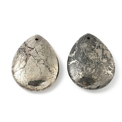 Пирит Подвески из натурального пирита в форме капли, 45.5x35.5x11 мм, отверстие : 1.8 мм