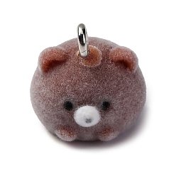 Медведь Подвески из смолы в виде животных, с железной платиной петлей, медведь, 17.5x16x17 мм, отверстие : 2.5 мм