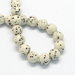 White Synthetic Gemstone Beads Strands, Imitation Buddhist Bodh, Round, White, 12mm, Hole: 1.5mm, about 33pcs/strand, 15.7 inch