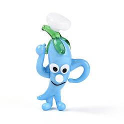 Светло-Голубой Декоративные элементы ручной работы из стекла в виде мультяшного перца для демонстрации шеф-повара., украшения для дома, Небесно-голубой, 43~51.5x27.5~29x13.5~15 мм