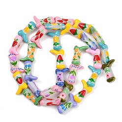 Mixed Shapes Бусины из стеклянной эмали, окрашенные в технике запекания, разнообразные, 23x16.5~17x7.5~8.5 мм, отверстие : 0.8~1.2 мм