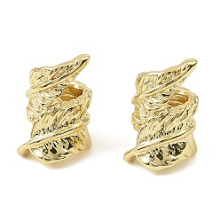 Настоящее золото 14K Латуни европейского бисера, без кадмия, без никеля и без свинца, бусины с большим отверстием, перо, реальный 14 k позолоченный, 14.5x8.5 мм, отверстие : 5 мм