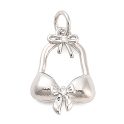 Платина Латунные микро проложить кубического циркония подвески, бикини, долговечный, стойки покрытие, без свинца и без кадмия, с целью перехода в кольце, платина, 17.5x12x4 мм