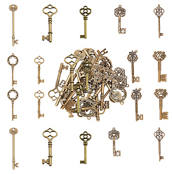 Античная Бронза 18 шт 9 стиль тибетского сплава большие подвески, без свинца и без кадмия, Брелоки для ключей, античная бронза, 70~82x19~31x2~6 мм, отверстие : 2~18.5 мм, 2 шт / стиль