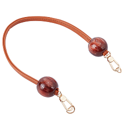 Chocolate PU Leather Chain Bag Strap, with Resin Beads & Alloy Clasps, Bag Replacement Accessories, Chocolate, 42.3x0.85x0.4cm