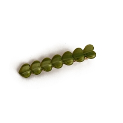 Светло-зеленый Коричневый Заколки из кожи аллигатора из ацетата целлюлозы (смола), заколки для волос с челкой без следов, сердце, оливковый, 66x12 мм