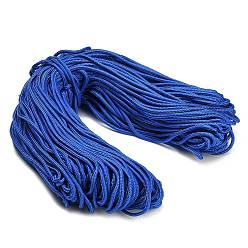 Blue Nylon Braided Cord, Binding Rope, Round, for DIY Craft, Blue, 4mm