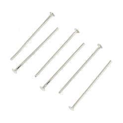 Real Platinum Plated SHEGRACE Brass Flat Head Pins, Cadmium Free & Nickel Free & Lead Free, Real Platinum Plated, 20~20.5x0.7mm, Head: 2mm, about 265pcs/bag
