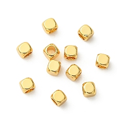 Plaqué 18K Or Véritable Perles en laiton shegrace, sans cadmium et sans nickel et sans plomb, cube, réel 18 k plaqué or, 3x3x3mm, Trou: 2mm