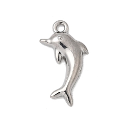 Dolphin Тема морских организмов 304 подвески из нержавеющей стали, цвет нержавеющей стали, дельфин, 13.5x6.5x2 мм, отверстие : 1 мм