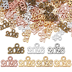 (52) Непрозрачная лаванда 140 шт 7 цвета подвески из сплава в тибетском стиле, число 2026 прелести, разноцветные, 9x14x1.5 мм, отверстие : 1.8 мм, 20 шт / цвет