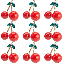 Золотой 10шт. непрозрачные акриловые подвески из сплава, черри прелести, золотые, 41x36x19 мм, отверстие : 3 мм