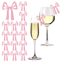 Pink 50Шармы из акрилового бокала для вина, маркер для напитков, бантом, розовые, 49x39x2.5 мм