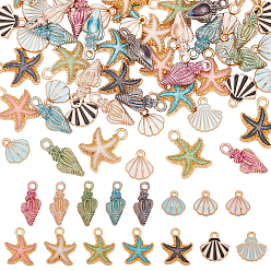 (52) Непрозрачная лаванда 60 шт 15 стили подвески из сплава эмали, разноцветные, 11~19.5x7.5~15x1.5~6.5 мм, отверстие : 1.2~2.5 мм, 4 шт / стиль