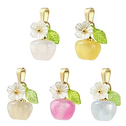(52) Непрозрачная лаванда Подвески из смолы, реагирующие на УФ-излучение, Подвески, меняющие цвет, яблочный шарм, с акриловой и 304 фурнитурой из нержавеющей стали, реальный 18 k позолоченный, разноцветные, 13x11 мм, отверстие : 6x2.5 мм