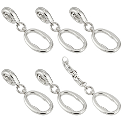 Платина 6 шт. застежки-крутилки из цинкового сплава, овальные, платина, 27 мм