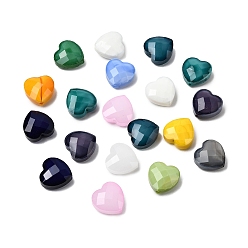 (52) Непрозрачная лаванда Имитация нефритовые четки стекла, сердце, граненые, разноцветные, 16x16x7.5~8 мм, отверстие : 1.2 мм