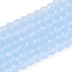 Светлый Стально-синий Стеклянные бусины, имитация нефрита , круглые, граненые, светло-стальной синий, 3x2.5~3 мм, отверстие : 0.7~0.8 мм, около 133~137 шт / нитка, 13.78~14.37'' (35 см)