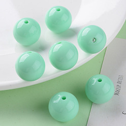 Aquamarine Opaque Acrylic Beads, Round, Aquamarine, 20x19mm, Hole: 3mm, about 111pcs/500g