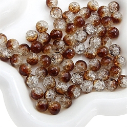 Coconut Brown 50Pcs Transparent Crackle Glass Beads, Two Tone, Round, Coconut Brown, 8mm, Hole: 1.5mm