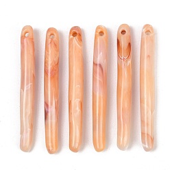 Легкий Лосось Непрозрачные акриловые большие подвески, имитирующие нефрит, подвески в форме бруска, светлый померанцевый, 74x9 мм, отверстие : 3 мм, Около 111 шт / 500 г