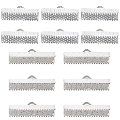 Платина 160шт 2 размер сплава ленты концы, лента пряжка плоская резьба зажим, прямоугольные, платина, 8x20~25 мм, отверстие : 3~4x1.5 мм, 80шт / размер