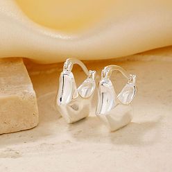 Серебро Элегантная сумка латунные серьги-кольца, серебряные, 17x14x6 мм