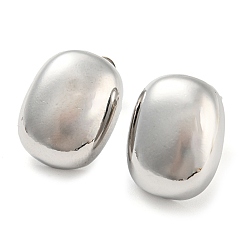 Platinum Rack Plating Brass Oval Stud Earrings, Long-Lasting Plated, Cadmium Free & Lead Free, Platinum, 16x12.5mm