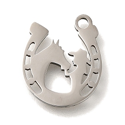 Нержавеющая Сталь Цвет 201 подвески из нержавеющей стали, лошадь с женскими чарами, цвет нержавеющей стали, 13x11.5x1 мм, отверстие : 1.5 мм