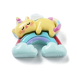 Cat Shape Непрозрачная смола и пластиковые кабошоны, единорог, форма кошки, 21x26x8.5 мм