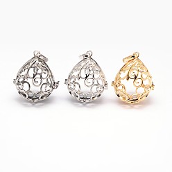 (52) Непрозрачная лаванда Латунные полые каплевидные подвески с покрытием стойки, для ожерелья, разноцветные, 38x31x24 мм, отверстие : 10x4.5 мм, внутренний: 30.5x25 mm