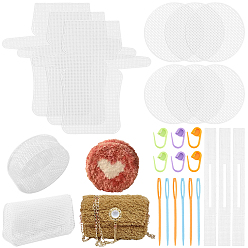 Mixed Shapes 6 Bags 2 Styles DIY Plastic Knitting Crochet Bag Making Kits, Handmade Crossbody Bags, Including Mesh Sheet, Needles and Clasps, Mixed Shapes, 3 bags/style