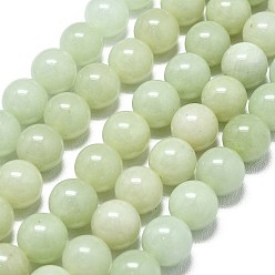 Светло-зеленый Натуральный Malaysia нефритовые бусы пряди, окрашенная и подогревом, круглые, светло-зеленый, 10 мм, отверстие : 1.2 мм, около 39 шт / нитка, 14.96 дюйм (38 см)