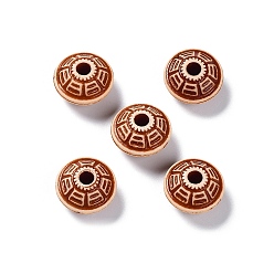 Sienna Opaque Acrylic European Beads, Large Hole Beads, Rondelle with Trapezoid Pattern, Sienna, 16x10mm, Hole: 4mm, about 486pcs/500g